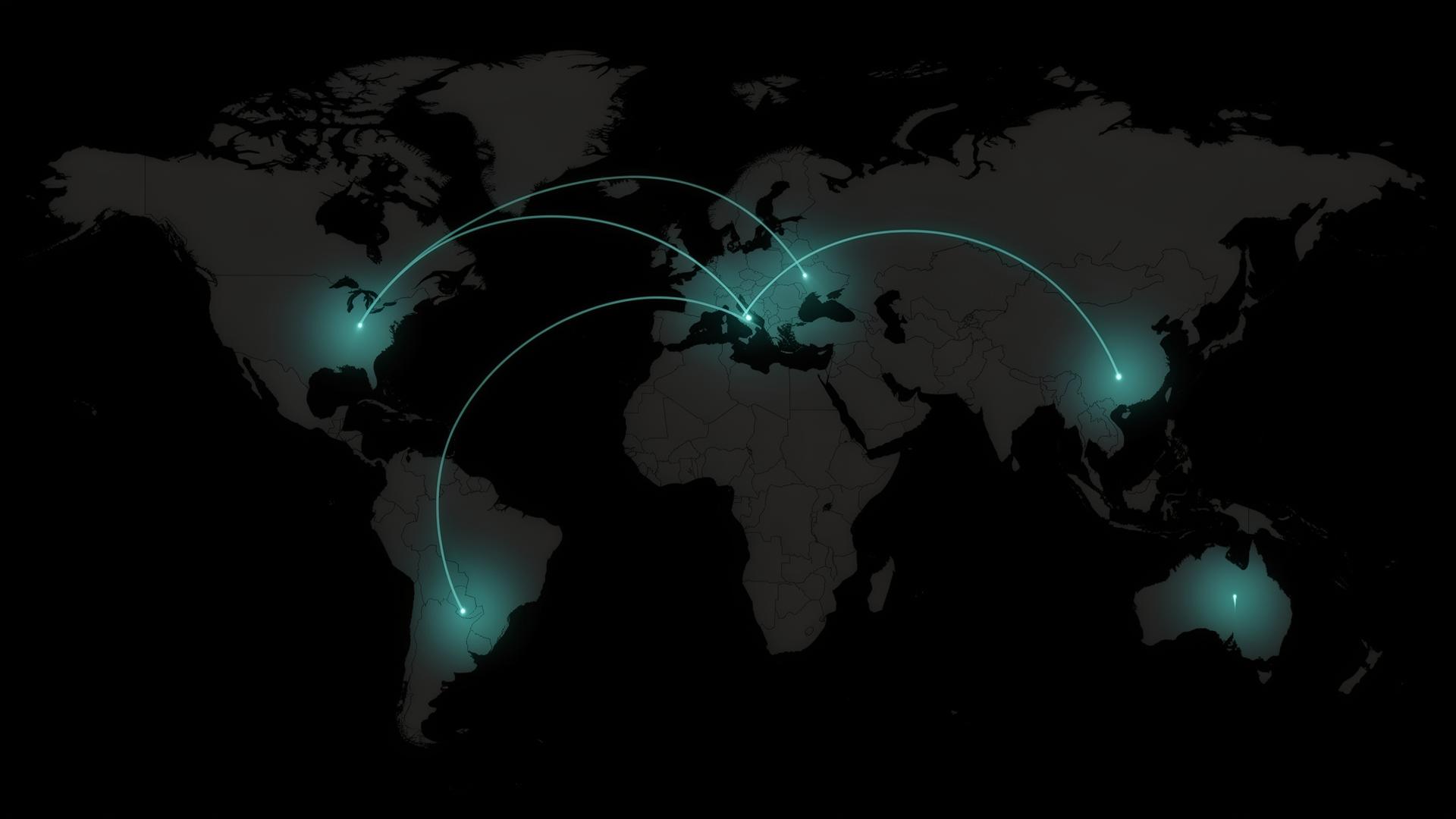 Worldwide delivery routes from Australia